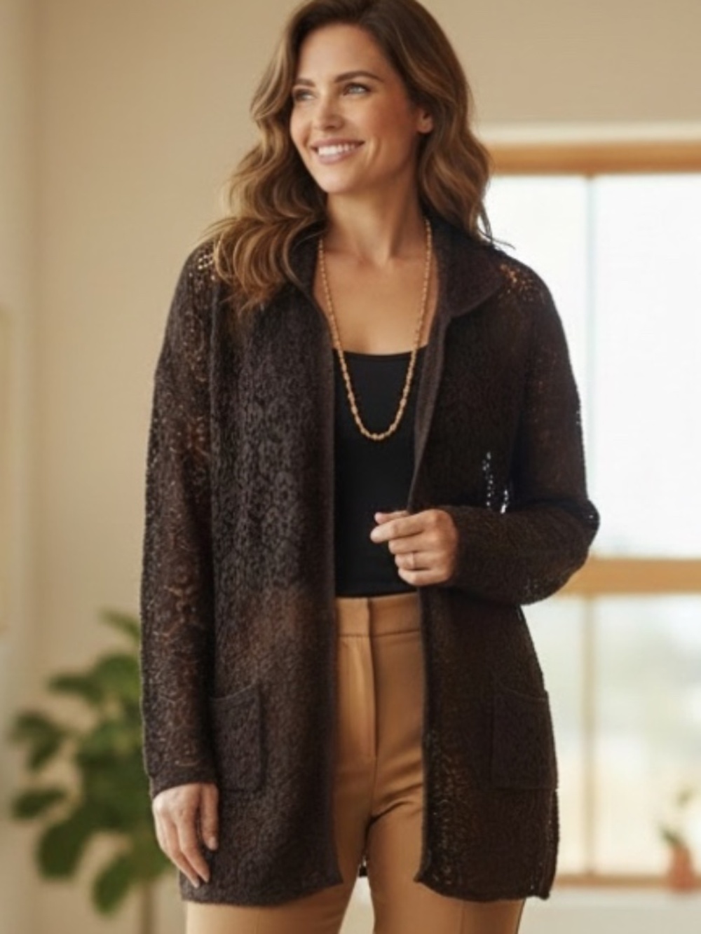 Talbots Brown open knit Sweater, 2X